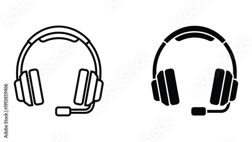 Headphones icons set