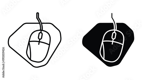 Computer mouse icon in outline and filled styles