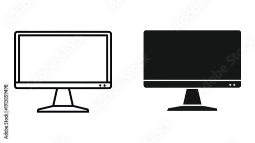 Computer monitors icons on white background