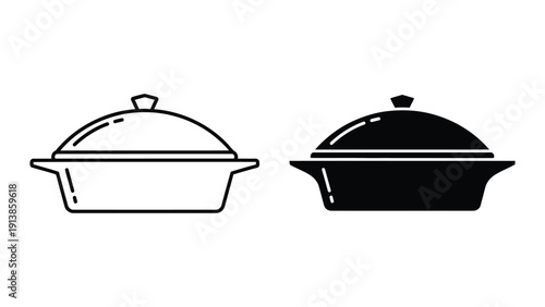 Casserole dish icon set