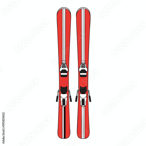Red Skis with Silver Bindings