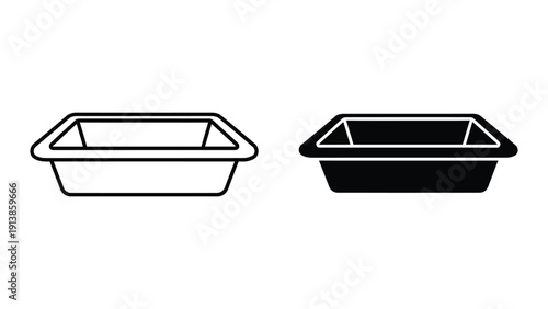 Black and white illustration of two baking pans
