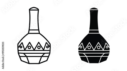 Two black and white vases with geometric patterns