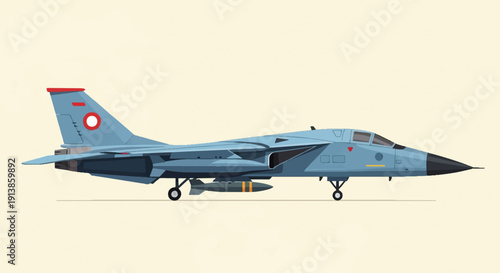 Pixelated illustration of a blue fighter jet with a missile