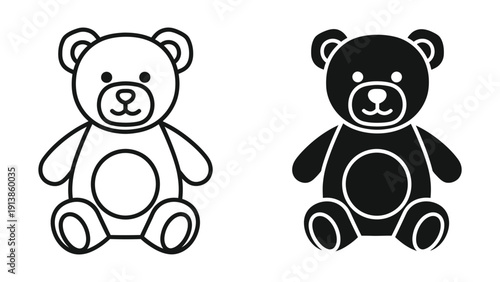 Teddy bears outline and silhouette