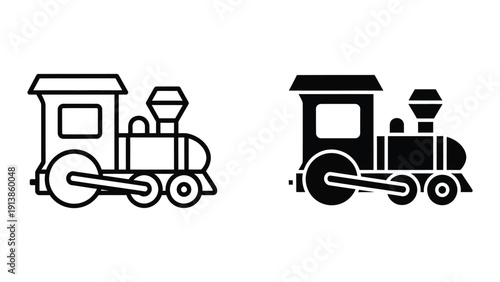 Vintage train icons in black and white