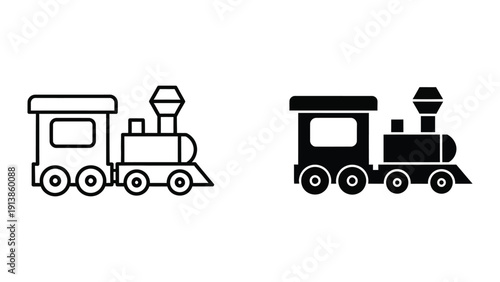 Simple black and white train icons