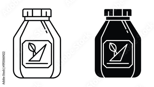 Black and white illustration of honey jars