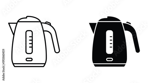 Electric kettle outline and silhouette