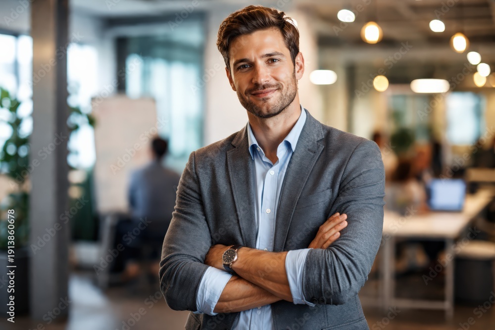 Fototapeta premium Confident Businessman Portrait In Startup Office
