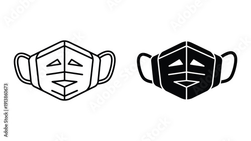 Black and white face masks illustration
