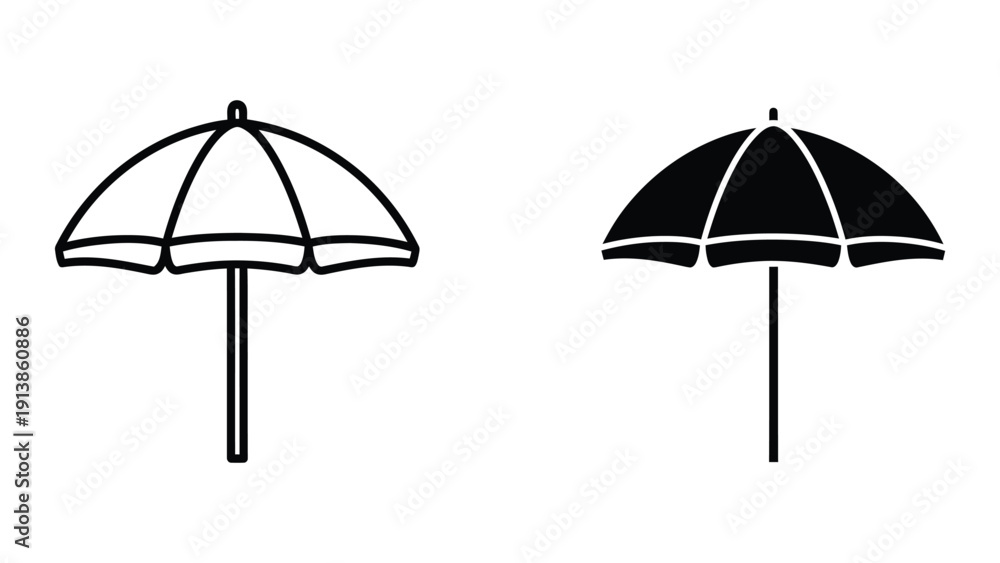 Fototapeta premium Black and white beach umbrellas illustration
