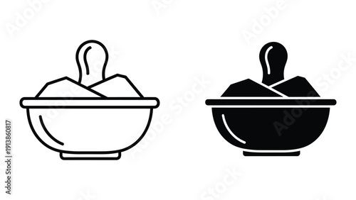 Black and white bowls with potatoes