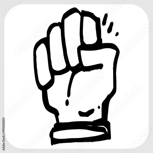 Strong Clenched Fist Line Art. Minimalist Hand Drawn Symbol for Power Strength and Solidarity.