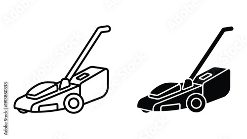 Lawn mower outline vector illustration