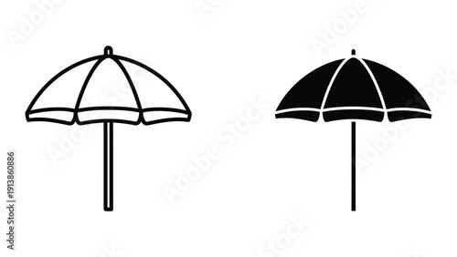 Black and white beach umbrellas illustration