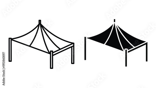 Simple line drawing of a gazebo or canopy
