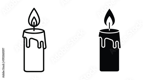 Candle illustrations in black and white