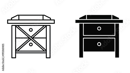Nightstand or bedside table furniture illustration