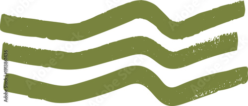 Three wavy olive green brush strokes