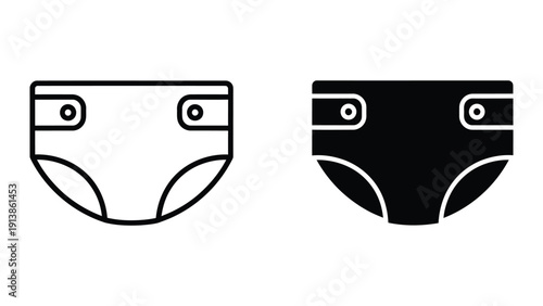 Black and white baby diapers illustration