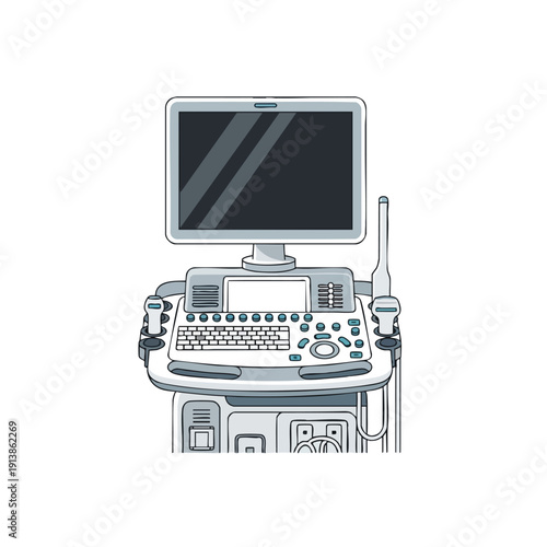 Medical Ultrasound Machine Illustration