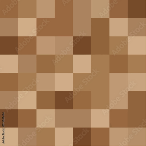 Abstract pixelated mosaic background composed of various brown and beige square blocks