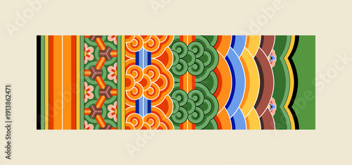 Korean Traditional Dancheong Pattern Vector : Ornamental Paintwork for Wooden Architecture | 한국 전통 단청(丹靑)문양