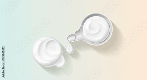 Smooth white cosmetic cream dispensed from a container onto a pastel background