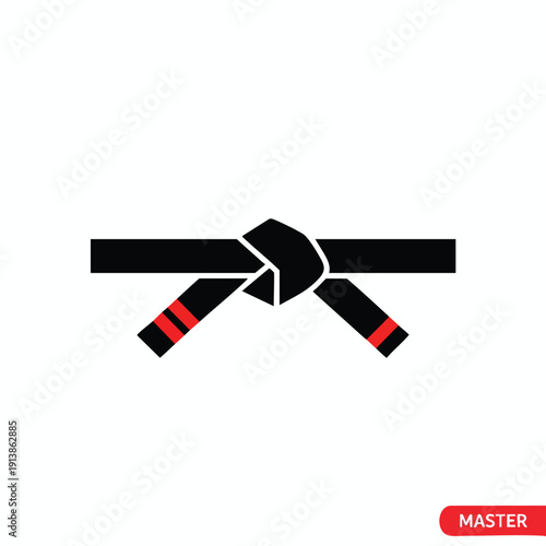 Black Belt Icon with Red Stripes