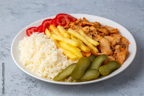 Chicken doner on pilaf with...