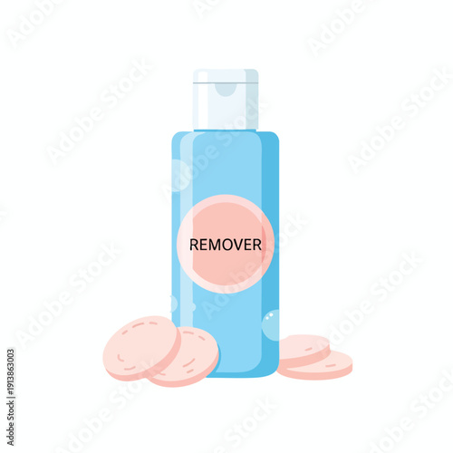 Bottle of Makeup Remover with Cotton Pads