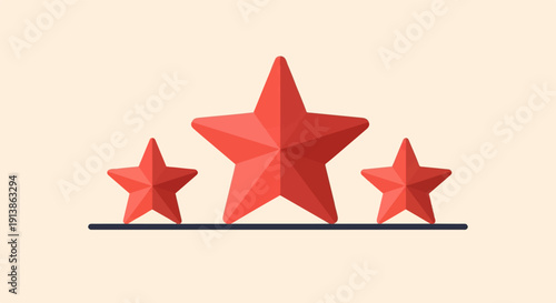 Three red stars of varying sizes stand proudly on a dark line