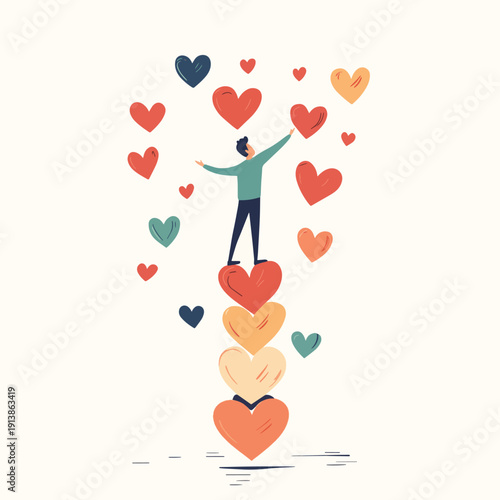 Emotional intelligence, ability to feelings and emotions, mental health, keep balance between mind and emotions, separate work and personal life, support concept, man balancing on