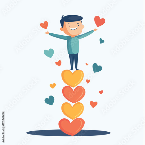 Emotional intelligence, ability to feelings and emotions, mental health, keep balance between mind and emotions, separate work and personal life, support concept, man balancing on