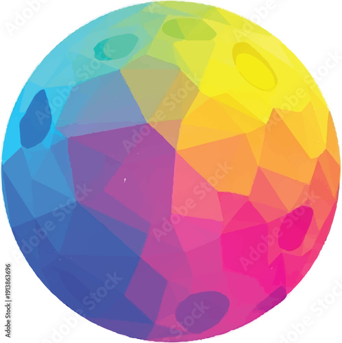Abstract geometric sphere colorful gradient digital art