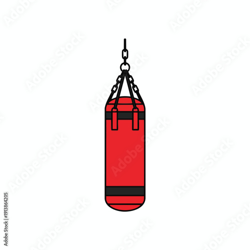 Red Punching Bag Hanging on Chain