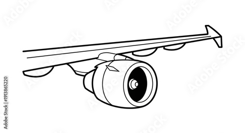 Simple black and white line drawing of an airplane in flight.