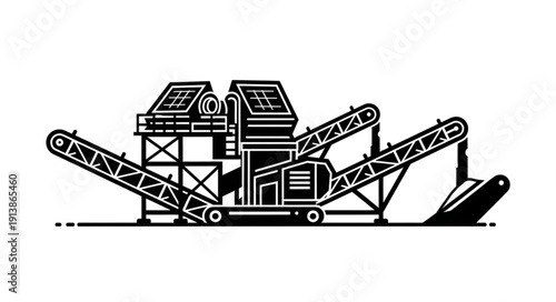 Industrial crushing plant machinery for mining and construction.