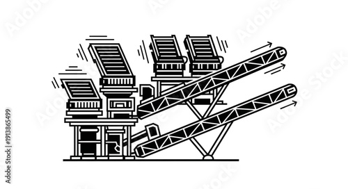 Industrial crusher machine for rock and stone processing.