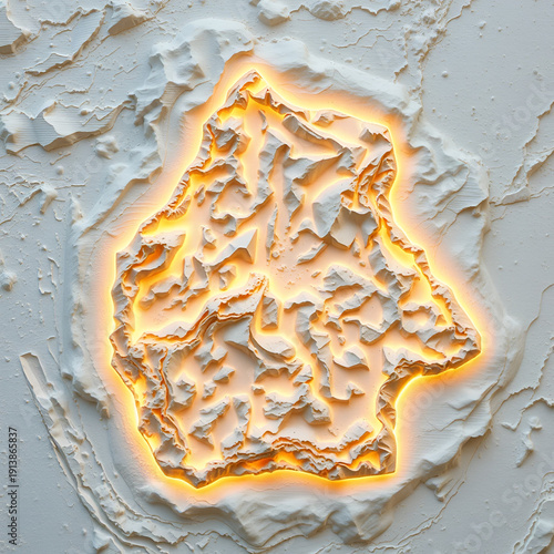 Tunisia, topographic relief - light glow