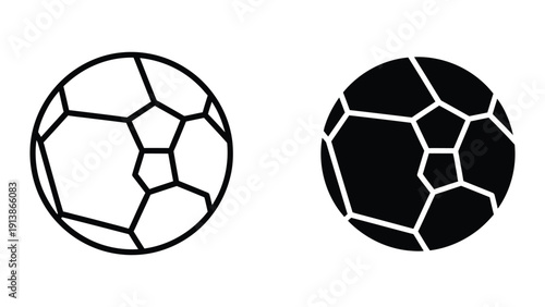 Soccer balls in black and white