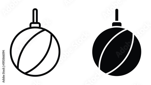 Black and white Christmas bauble icons