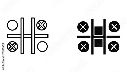 Tic Tac Toe Game Board with X and O Symbols