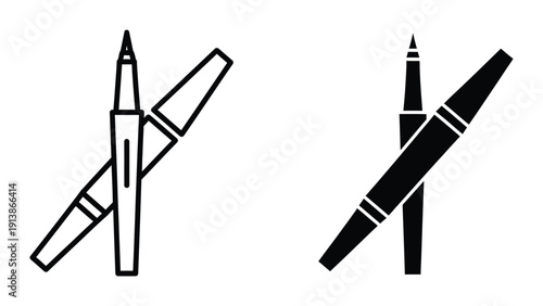 Black and white felt tip pens illustration