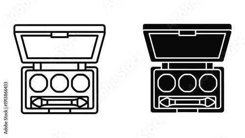 Makeup case icon set