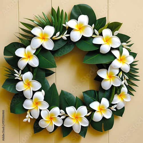 Hawaiian White Frangipani Garland Wreath