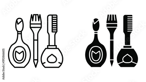 Toothbrush and toothpaste icon set