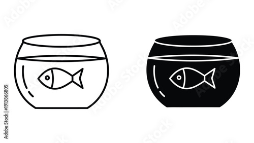 Simple fishbowl icon set