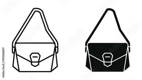 Handbag illustration in black and white